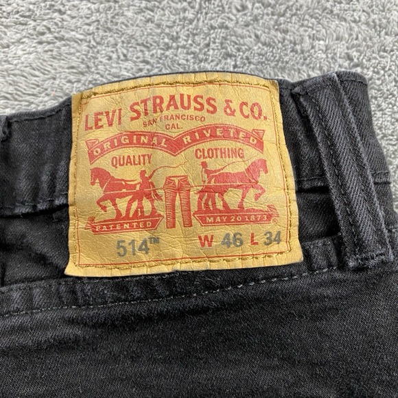 Levis 514‎ Straight Jeans Mens 42x30 Black High Rise - Picture 8 of 14